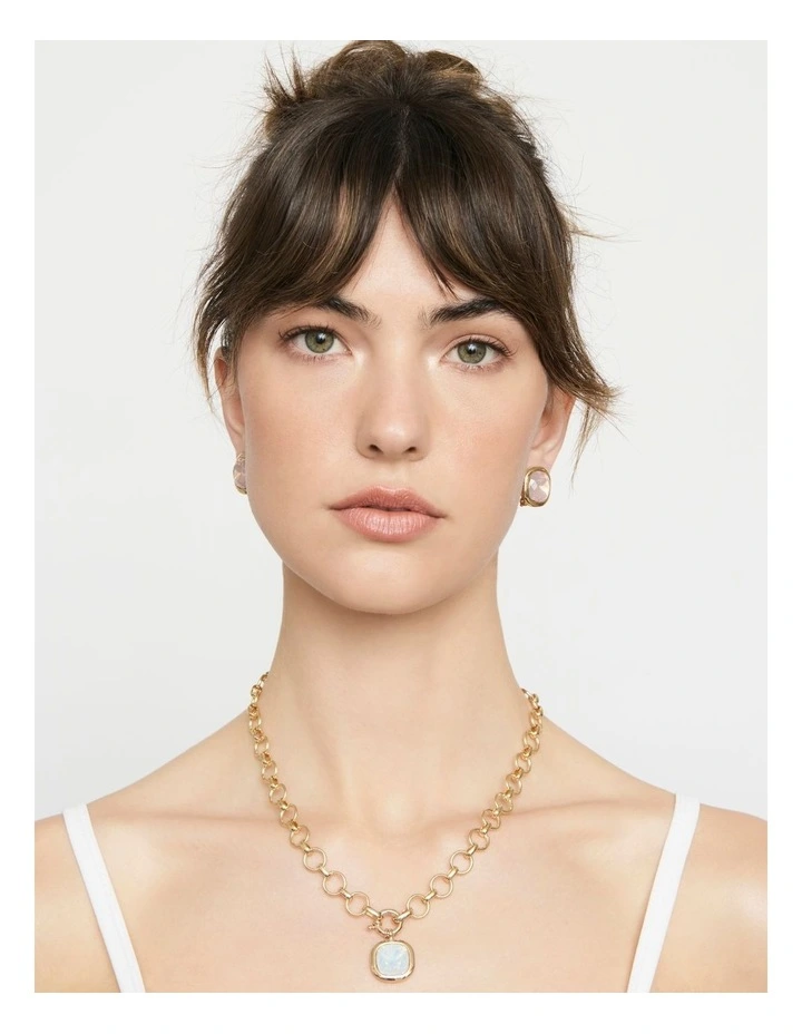 Glow Stone Link Necklace in Crystal / Gold image 2