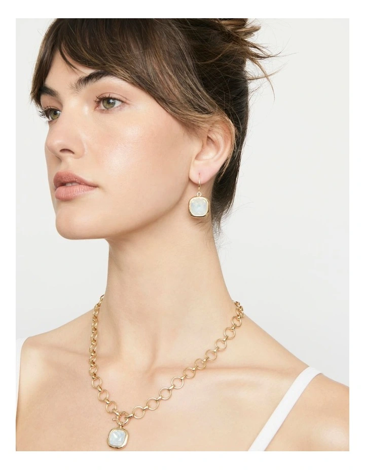 Glow Stone Link Necklace in Crystal / Gold image 4