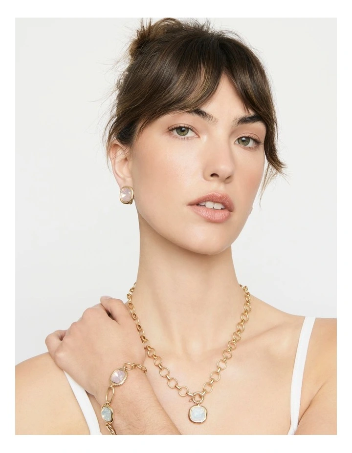 Glow Stone Link Necklace in Crystal / Gold image 5