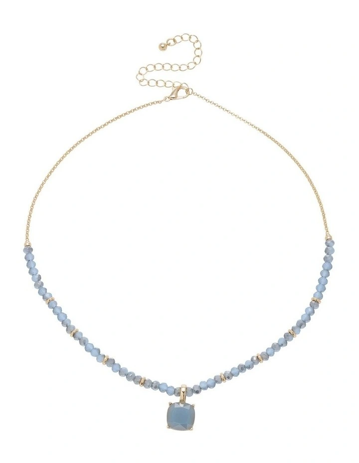 Faceted And Square Stone Necklace in Pale Blue image 1