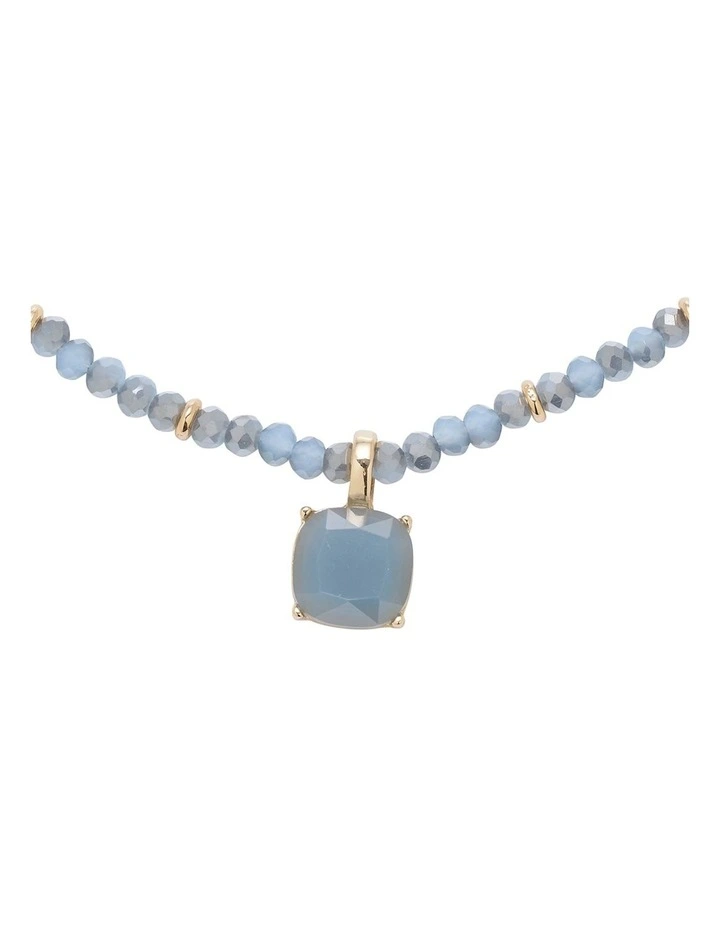 Faceted And Square Stone Necklace in Pale Blue image 3