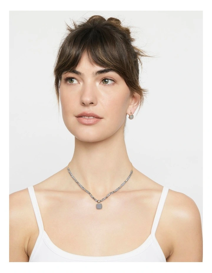 Faceted And Square Stone Necklace in Pale Blue image 5