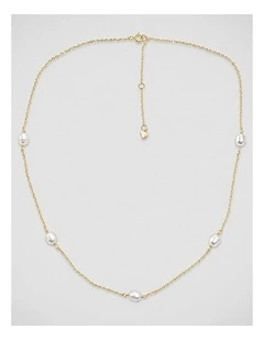 Dainty Pearl Chain Necklace in Gold