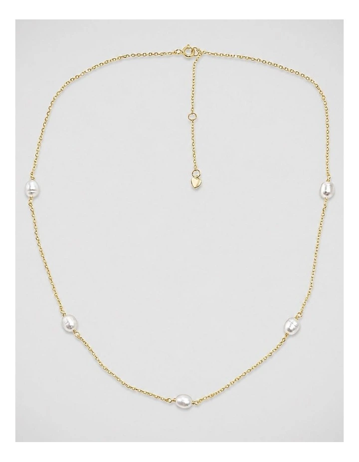 Dainty Pearl Chain Necklace in Gold image 1
