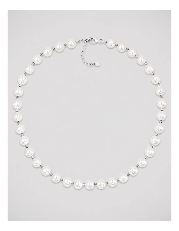 Statement Pearl Necklace in White image 1