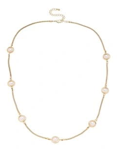 Saturn Pearl Station Necklace in Gold
