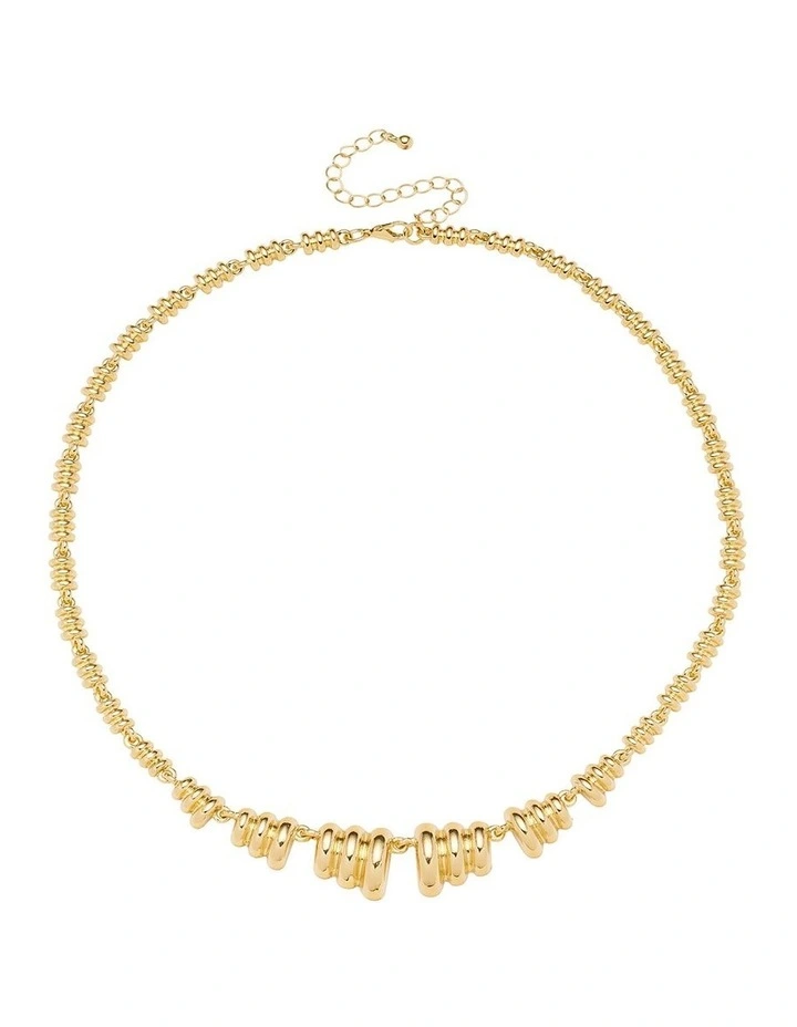 Ribbed Beaded Necklace in Gold image 1
