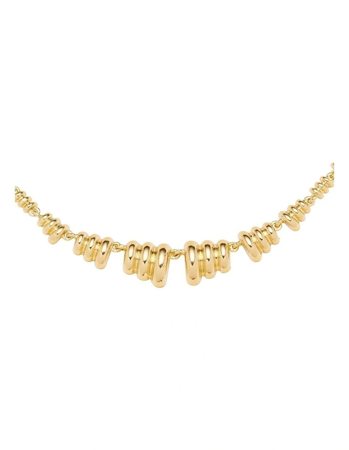Ribbed Beaded Necklace in Gold image 2