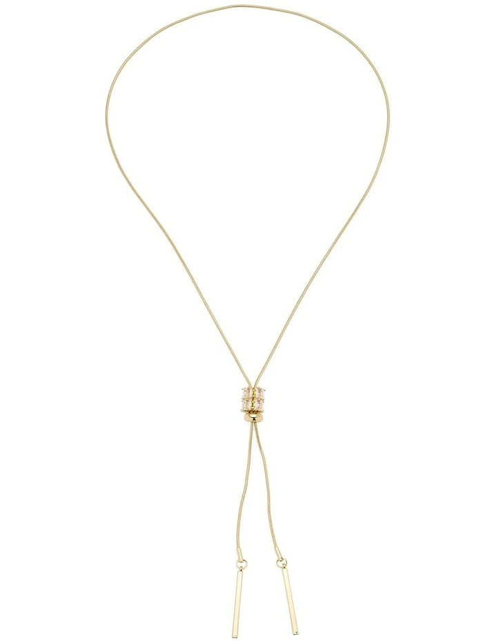Crystal Lariat Necklace in Gold image 1