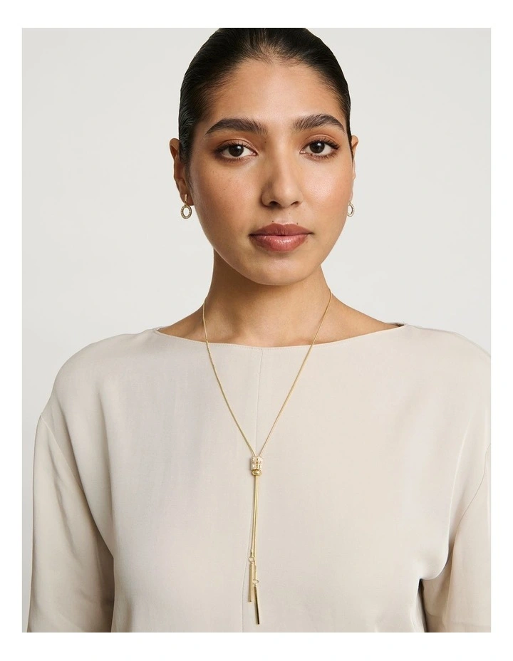 Crystal Lariat Necklace in Gold image 3