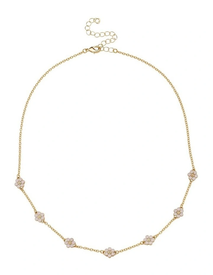 Petal Station Necklace in White image 1