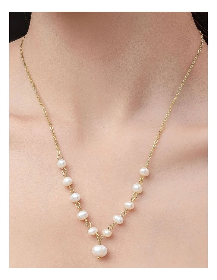 GJND009M - Fine chain pearl necklace in Gold image 3