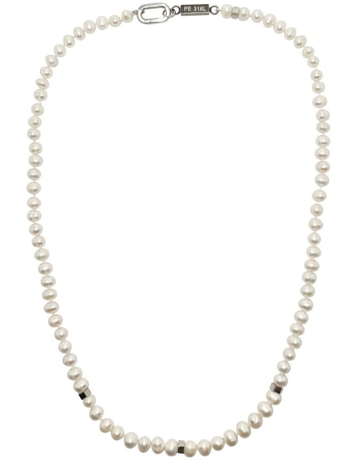 White Pearl Steel Necklace image 1