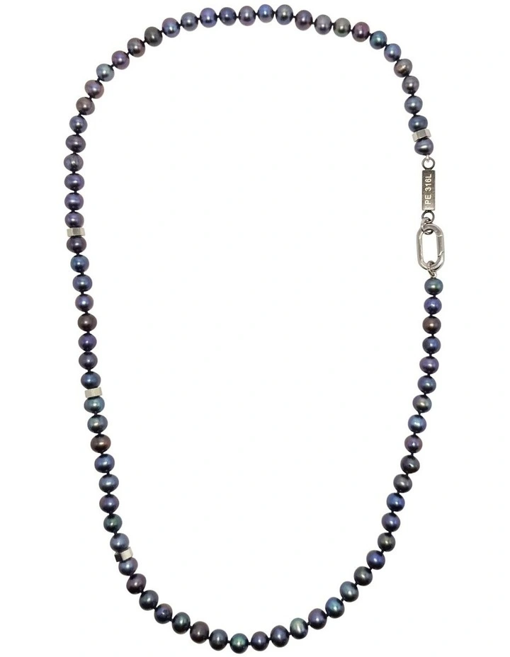 Statement Pearl Necklace in Black image 1