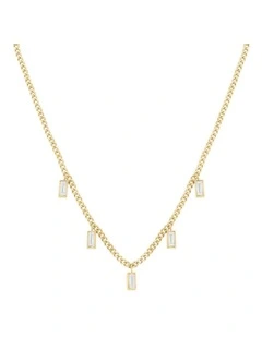 Playful Diamonds Baguette Necklace in Gold-Tone