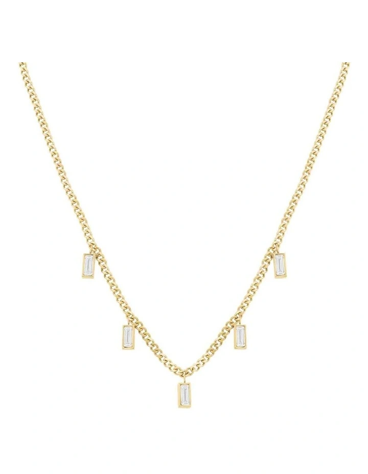 Playful Diamonds Baguette Necklace in Gold-Tone image 1