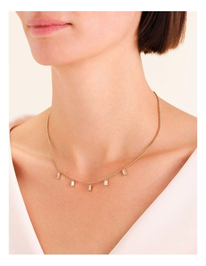 Playful Diamonds Baguette Necklace in Gold-Tone image 2