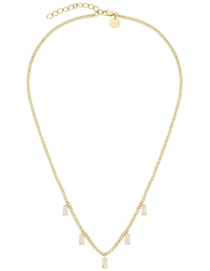 Playful Diamonds Baguette Necklace in Gold-Tone image 6