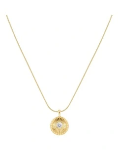 Bold Solitaire Coin Necklace in Gold-Tone