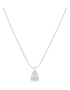 Pav Striped Necklace in Silver-Tone