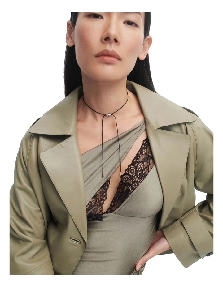 Oslo Silver Cord Necklace in Black image 4