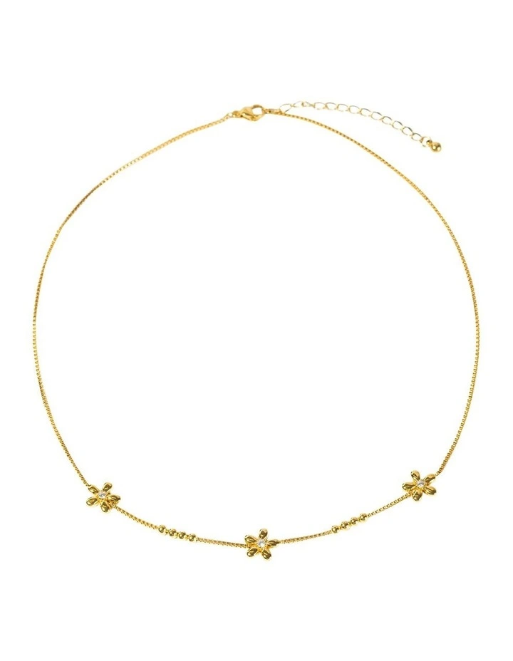 Tiny Flower Necklace in Gold image 1
