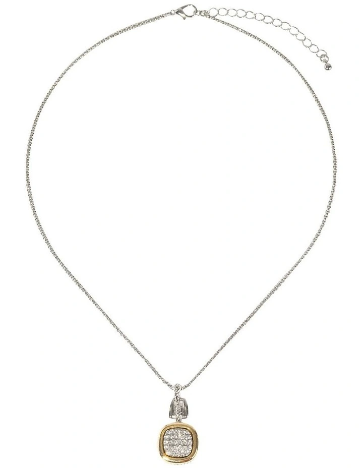 Framed Crystal Pendant Necklace in Multi image 1