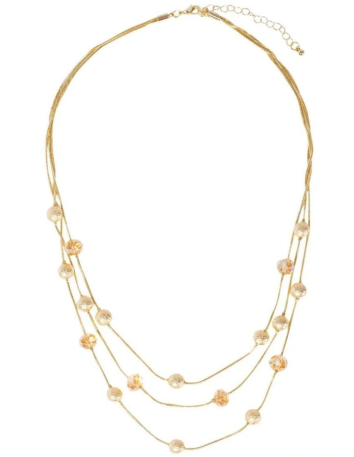Crystal Bead Station Necklace in Gold image 1