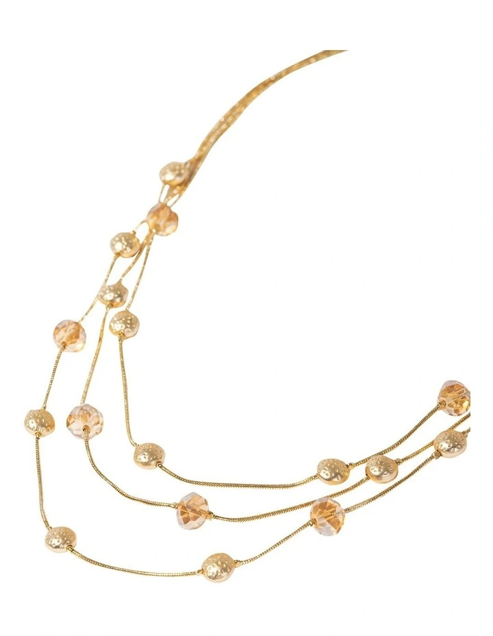 Crystal Bead Station Necklace in Gold image 2