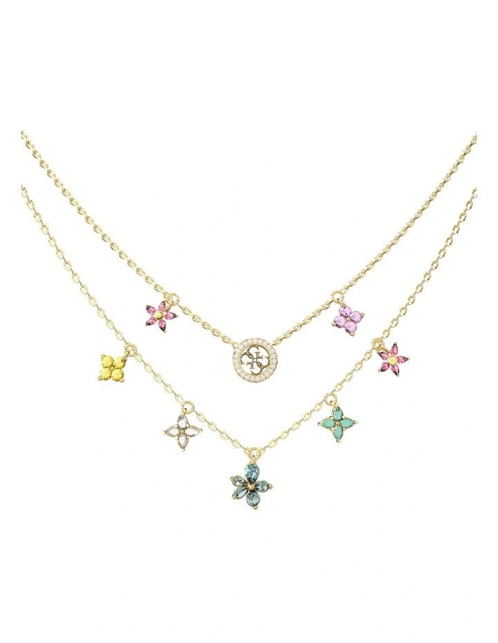 Two Rows Flowers Necklace 6-18 in Multi image 1