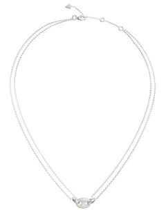 Marine Pave Link Necklace 16-18 in Silver