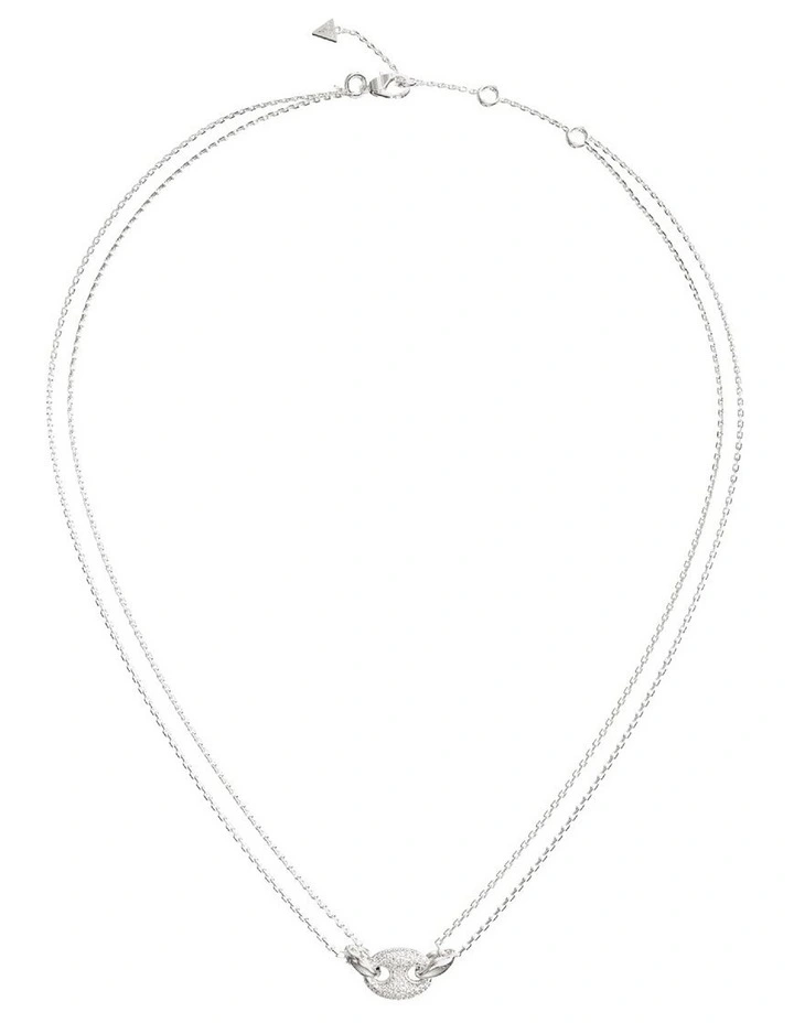 Marine Pave Link Necklace 16-18 in Silver image 1