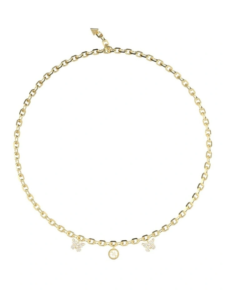 Borboleta & 4G Charm Necklace 16-18" in Gold image 1