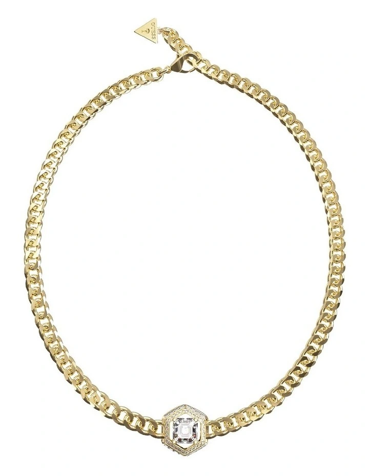 16 Octagon Stone Necklace in Gold image 1