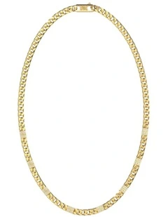 4G Curb Chain Pave Necklace in Gold-Tone