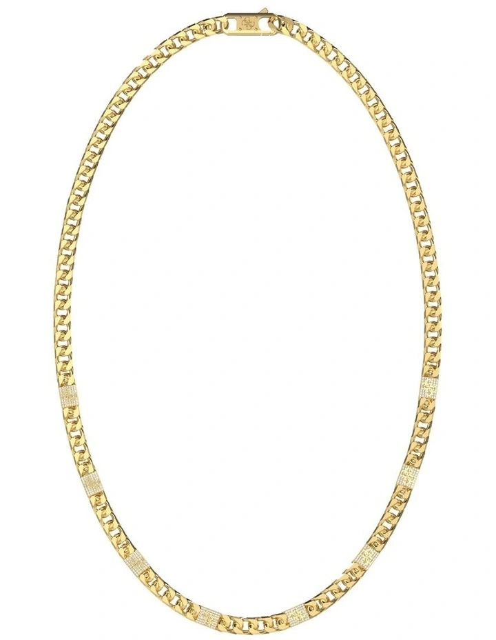 4G Curb Chain Pave Necklace in Gold-Tone image 1