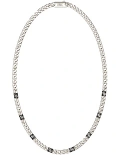 4G Curb Chain Pave Necklace in Silver-Tone