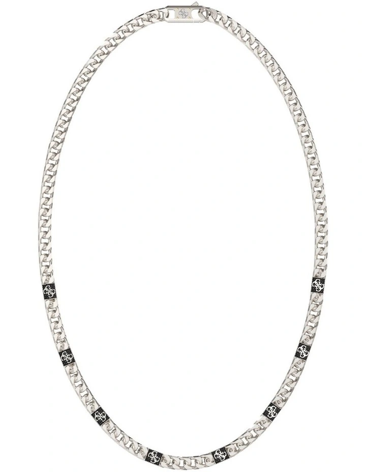 4G Curb Chain Pave Necklace in Silver-Tone image 1