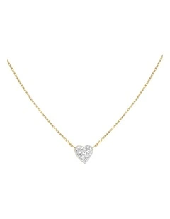 Pav Heart Necklace in Gold-Tone