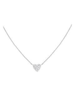 Pav Heart Necklace in Silver-Tone