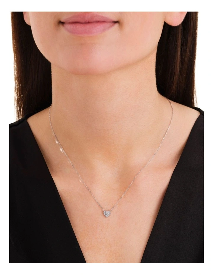 Pav Heart Necklace in Silver-Tone image 2