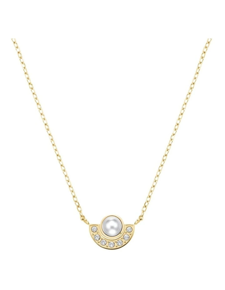 Modern Pearl Circle Necklace in Gold-Tone image 1