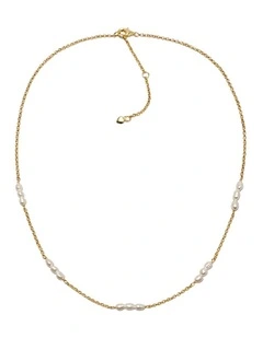 Dainty Pearl Trio Chain Necklace in Gold