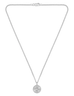 North Stainless Steel Pendant Necklace in Silver
