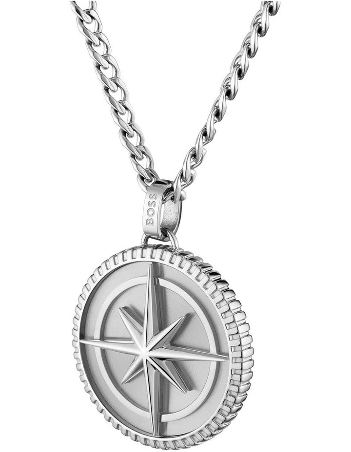 North Stainless Steel Pendant Necklace in Silver image 2