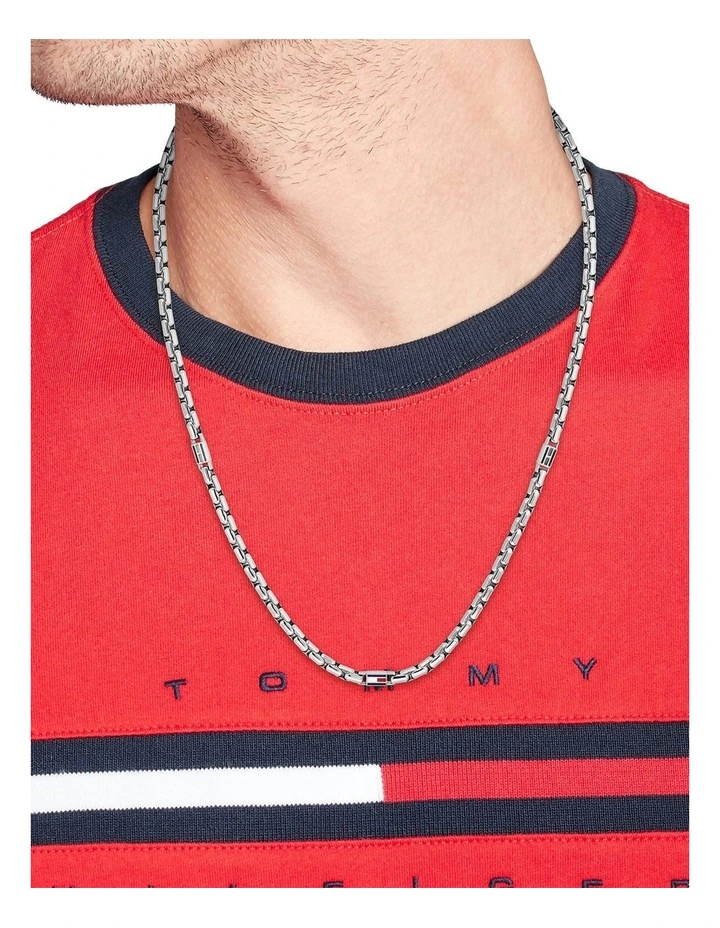 Flag Metal Stainless Steel Chain Necklace 3D in Silver image 2