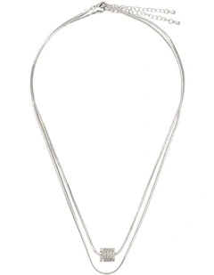 Snake Chain With Barrel Pendant GJNE003M in Silver