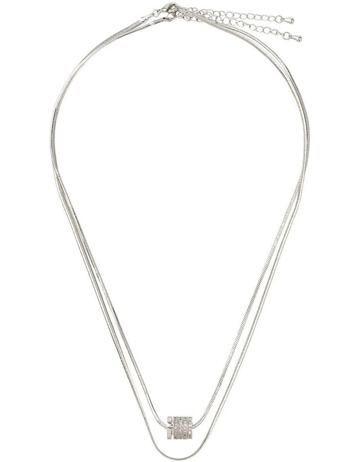 Snake Chain With Barrel Pendant GJNE003M in Silver image 1