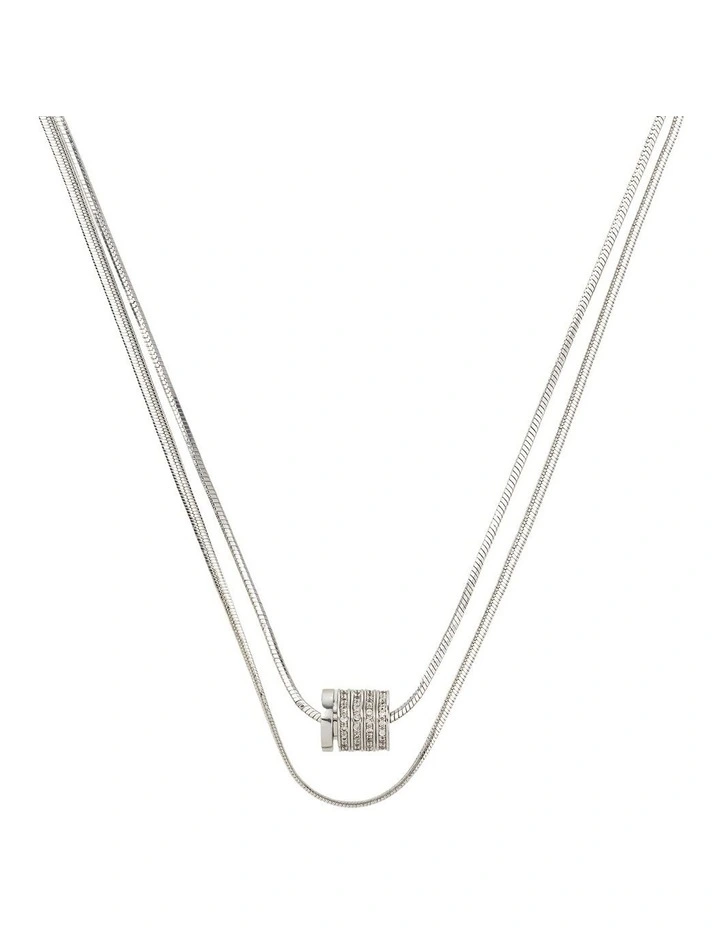 Snake Chain With Barrel Pendant GJNE003M in Silver image 2
