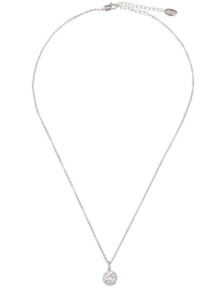 CZ Pendant Chain Necklace GJNE005M in Silver image 1